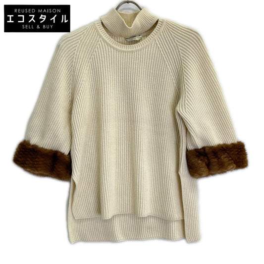 FENDI フェンディ FZY545 A1DE 17年製 ホワイト カシミヤ100 ホルターネックニットトップス トップス