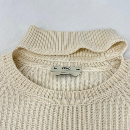FENDI フェンディ FZY545 A1DE 17年製 ホワイト カシミヤ100 ホルターネックニットトップス トップス