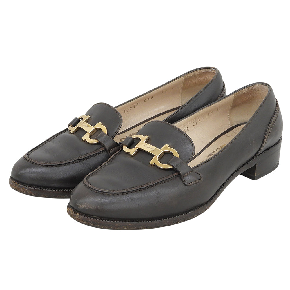 SalvatoreFerragamoSPORT フェラガモスポーツ レザー ビットローファー シューズ レディース ブラウン シューズ