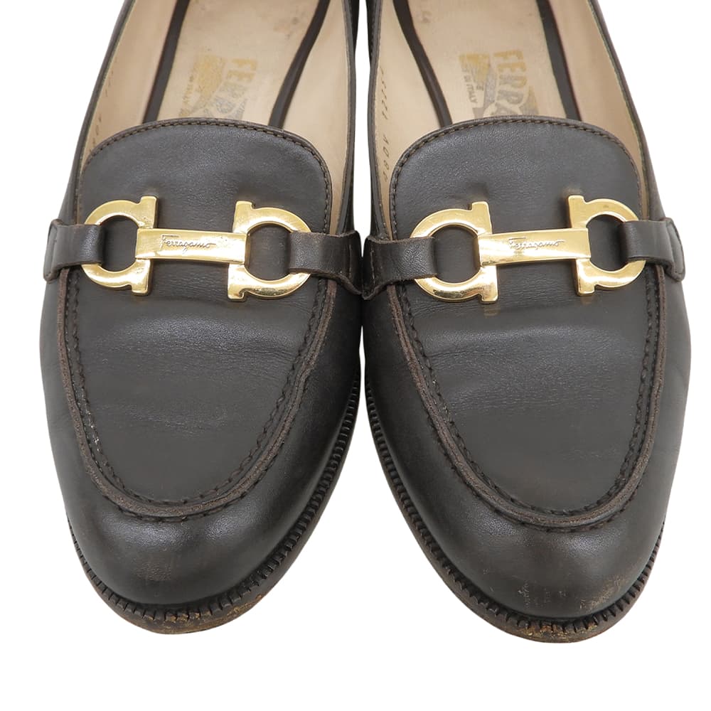 SalvatoreFerragamoSPORT フェラガモスポーツ レザー ビットローファー シューズ レディース ブラウン シューズ