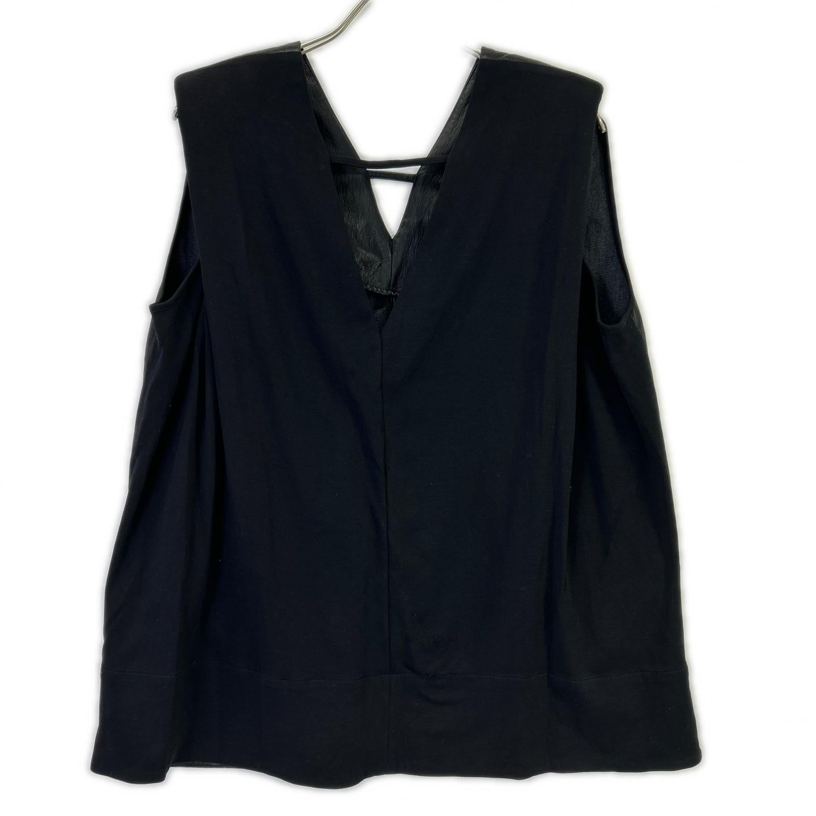 PRANK PROJECT プランクプロジェクト 31251315121 ブラック Front Leather Boxy V Neck Top トップス