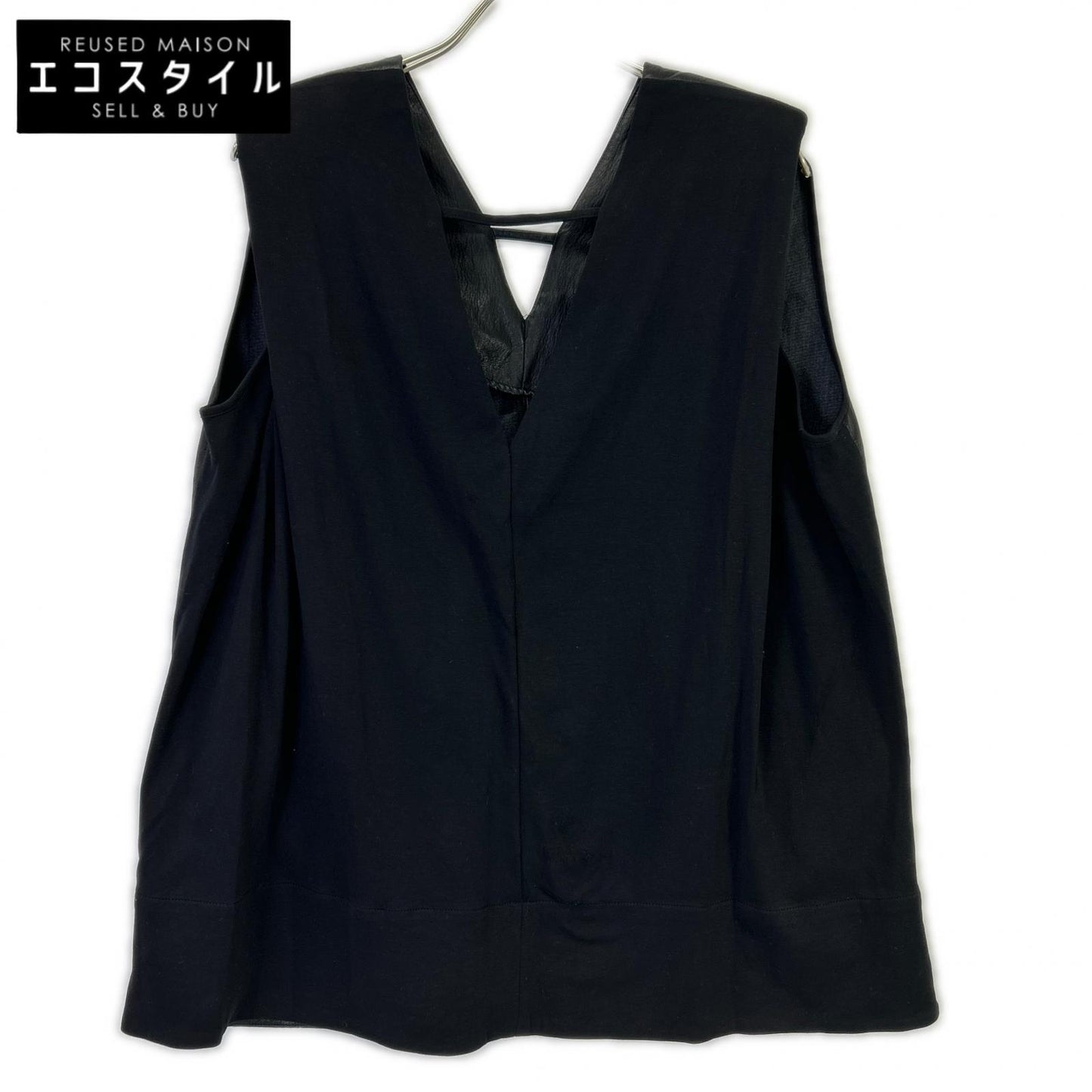 PRANK PROJECT プランクプロジェクト 31251315121 ブラック Front Leather Boxy V Neck Top トップス