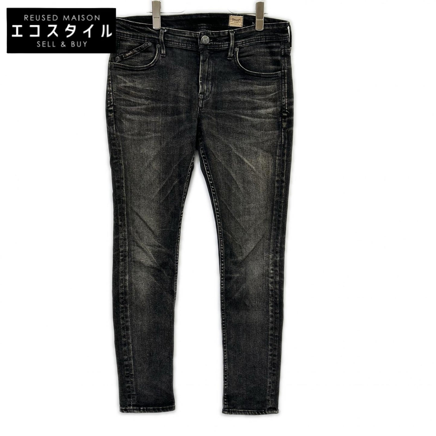 YANUK ヤヌーク 57213004 ブラック ニール ウォッシュ加工 ストレッチ タイトスリム デニムパンツ ボトムス