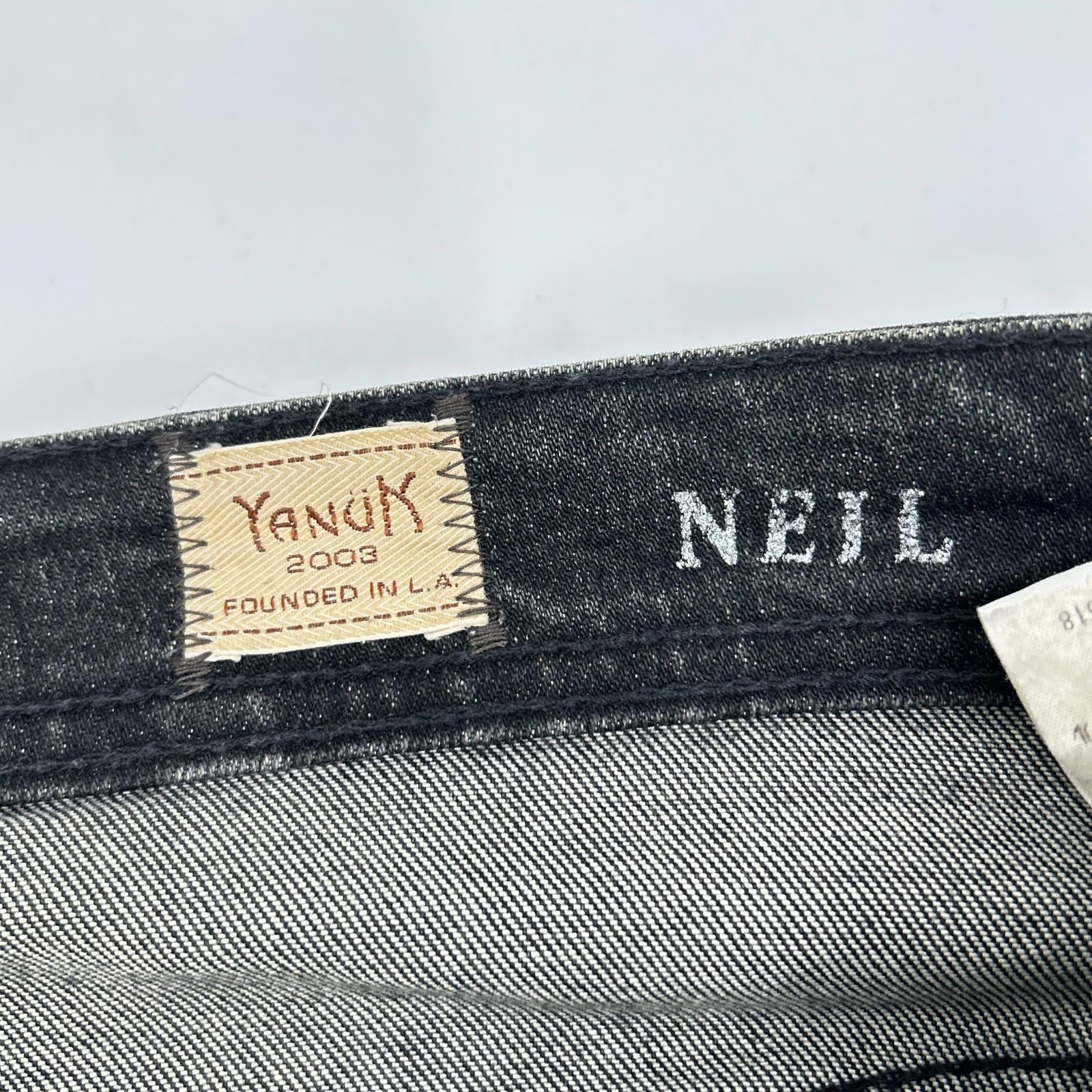 YANUK ヤヌーク 57213004 ブラック ニール ウォッシュ加工 ストレッチ タイトスリム デニムパンツ ボトムス