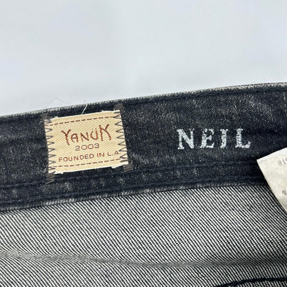YANUK ヤヌーク 57213004 ブラック ニール ウォッシュ加工 ストレッチ タイトスリム デニムパンツ ボトムス