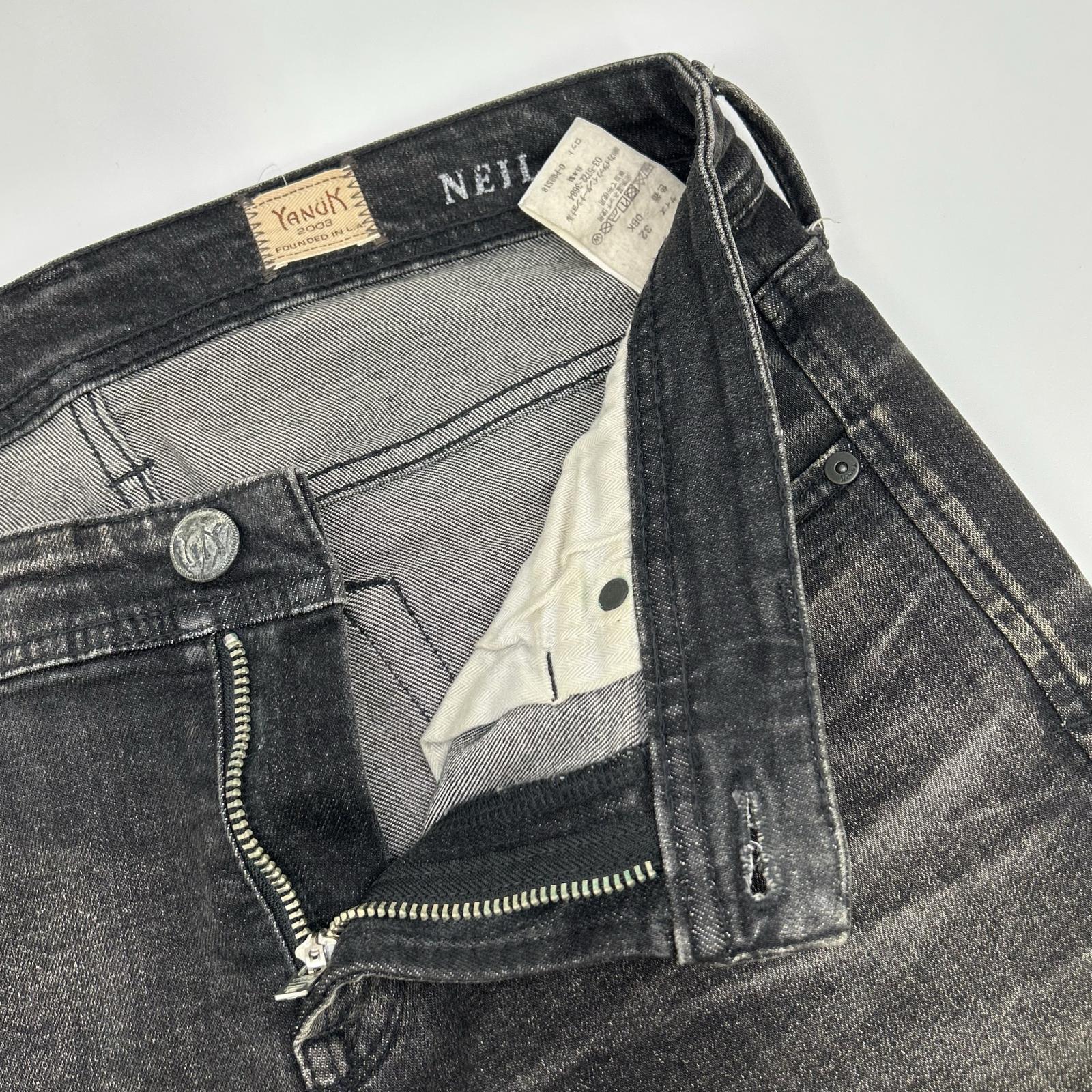 YANUK ヤヌーク 57213004 ブラック ニール ウォッシュ加工 ストレッチ タイトスリム デニムパンツ ボトムス
