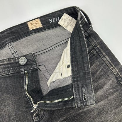 YANUK ヤヌーク 57213004 ブラック ニール ウォッシュ加工 ストレッチ タイトスリム デニムパンツ ボトムス