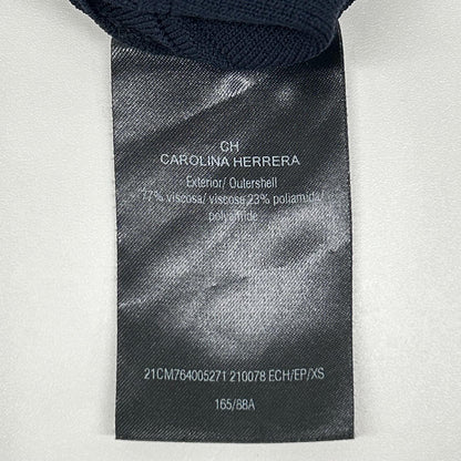 CAROLINA HERRERA キャロライナヘレラ ネイビー シルバー ボタン付き ストレッチワイドパンツ ボトムス
