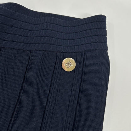 CAROLINA HERRERA Carolina Herrera Navy Stretch Wide-Leg Pants with Silver Buttons Bottoms