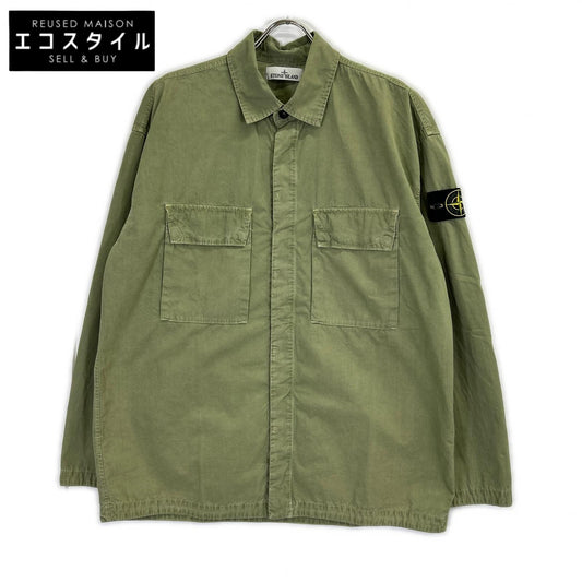 STONE ISLAND ストーンアイランド 7815115WN カーキ Overshirt ロゴワッペン ウォッシュ加工 長袖シャツ トップス