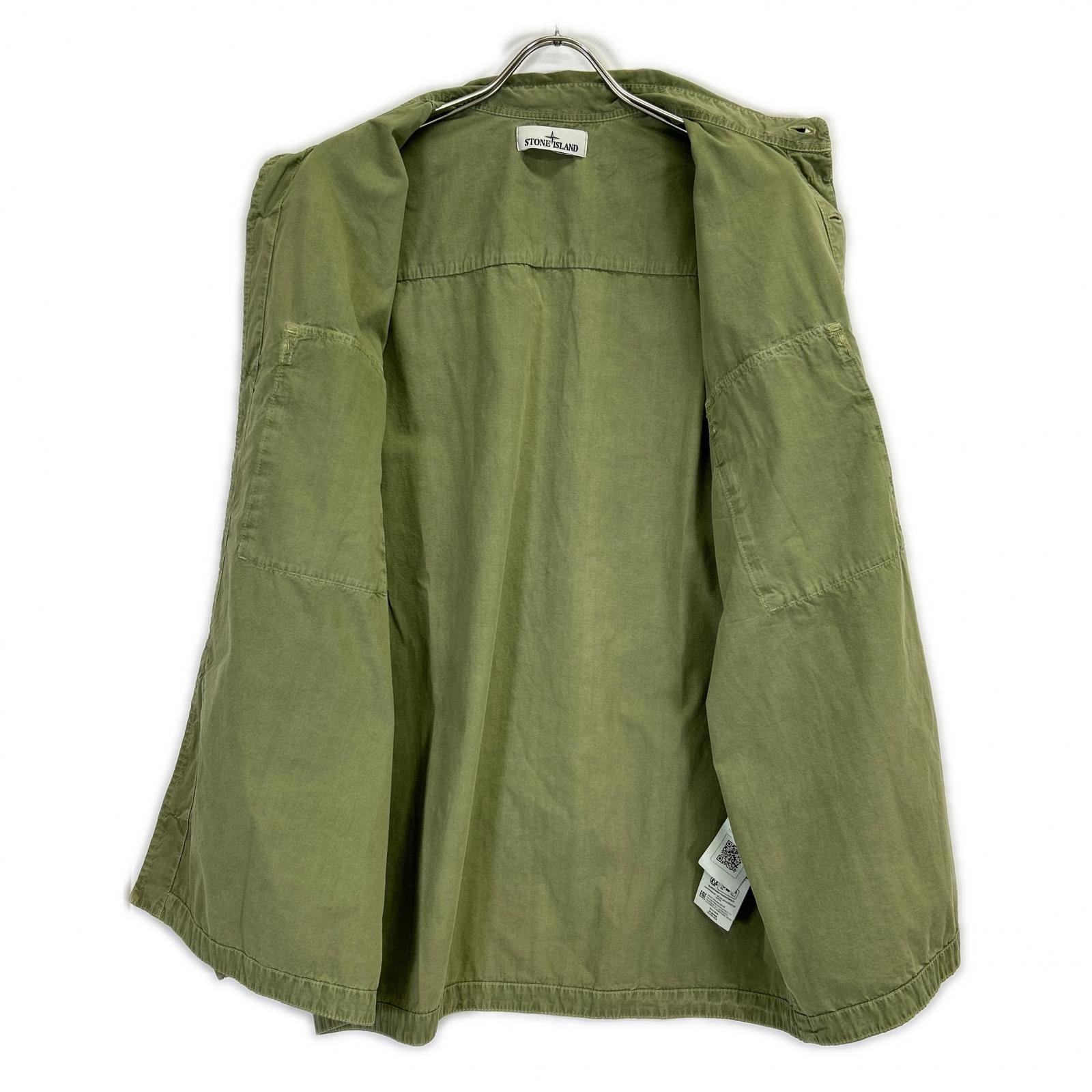 STONE ISLAND ストーンアイランド 7815115WN カーキ Overshirt ロゴワッペン ウォッシュ加工 長袖シャツ トップス