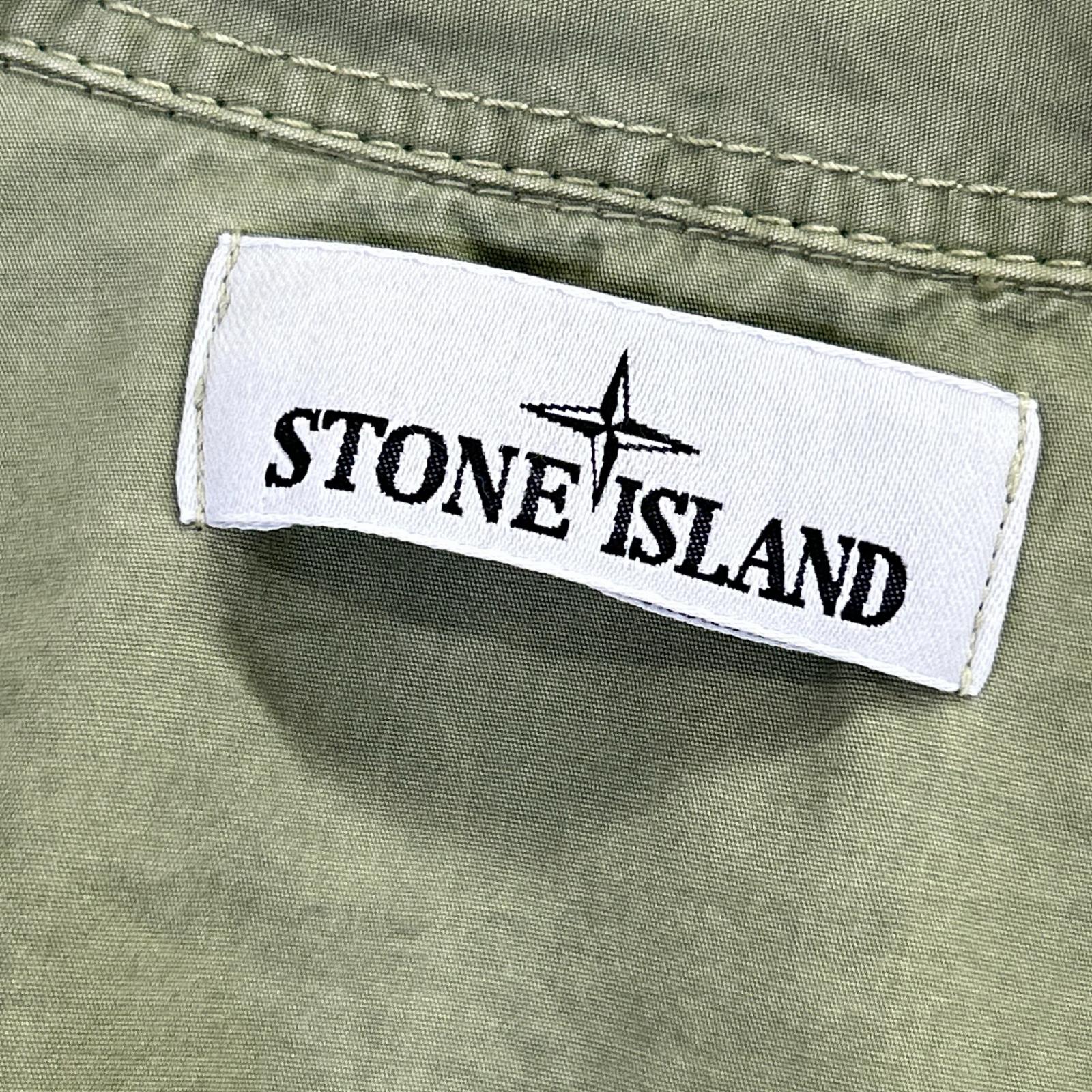 STONE ISLAND ストーンアイランド 7815115WN カーキ Overshirt ロゴワッペン ウォッシュ加工 長袖シャツ トップス