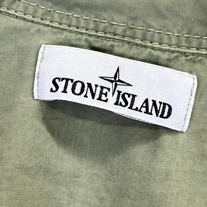 STONE ISLAND ストーンアイランド 7815115WN カーキ Overshirt ロゴワッペン ウォッシュ加工 長袖シャツ トップス
