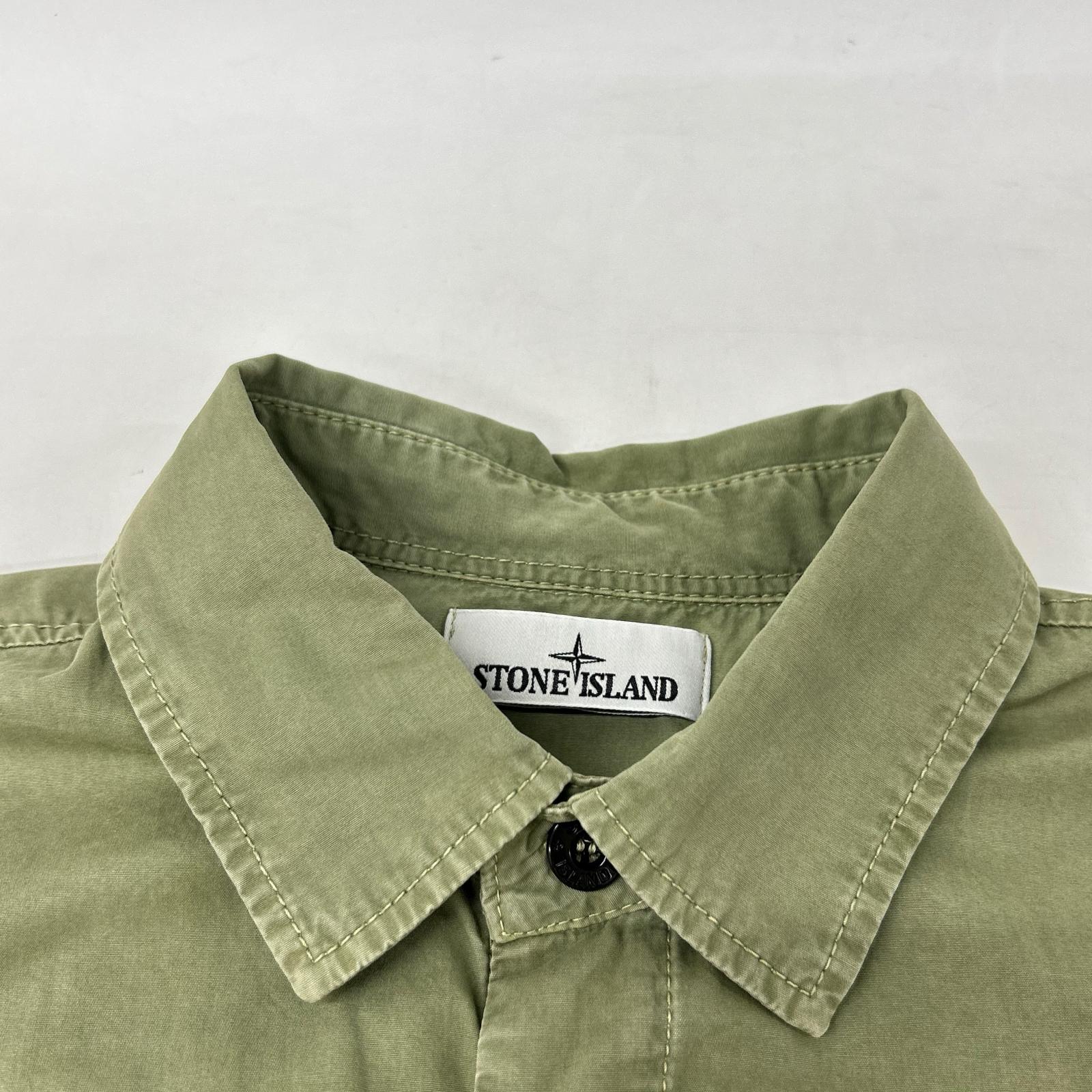 STONE ISLAND ストーンアイランド 7815115WN カーキ Overshirt ロゴワッペン ウォッシュ加工 長袖シャツ トップス