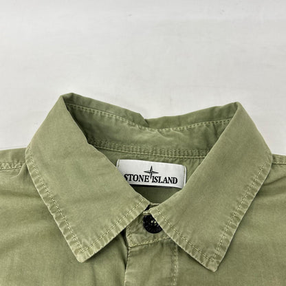 STONE ISLAND ストーンアイランド 7815115WN カーキ Overshirt ロゴワッペン ウォッシュ加工 長袖シャツ トップス