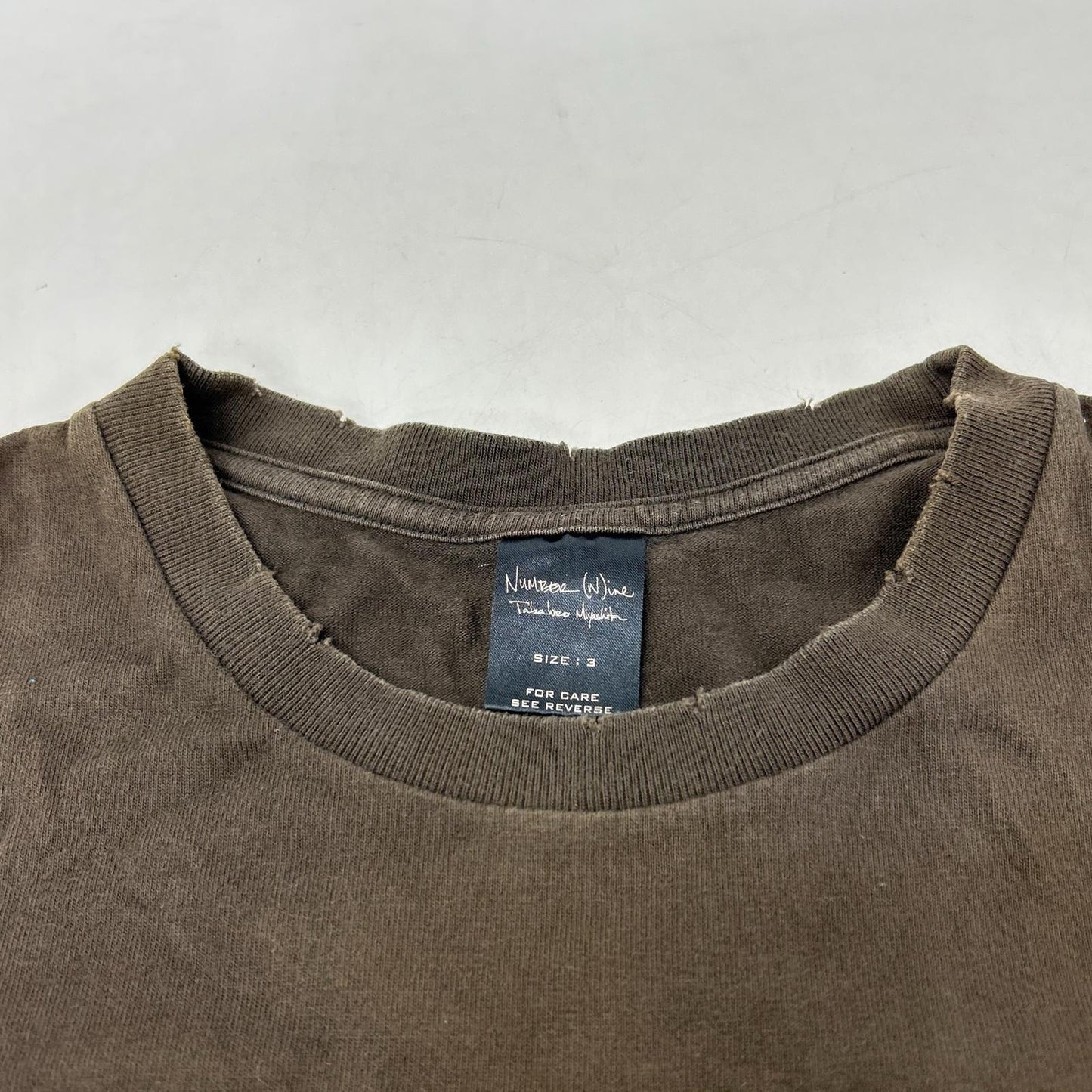 NUMBER (N)INE ナンバーナイン 04AW ブラウン GIVE期 ANTI-WAR ダメージTシャツ トップス