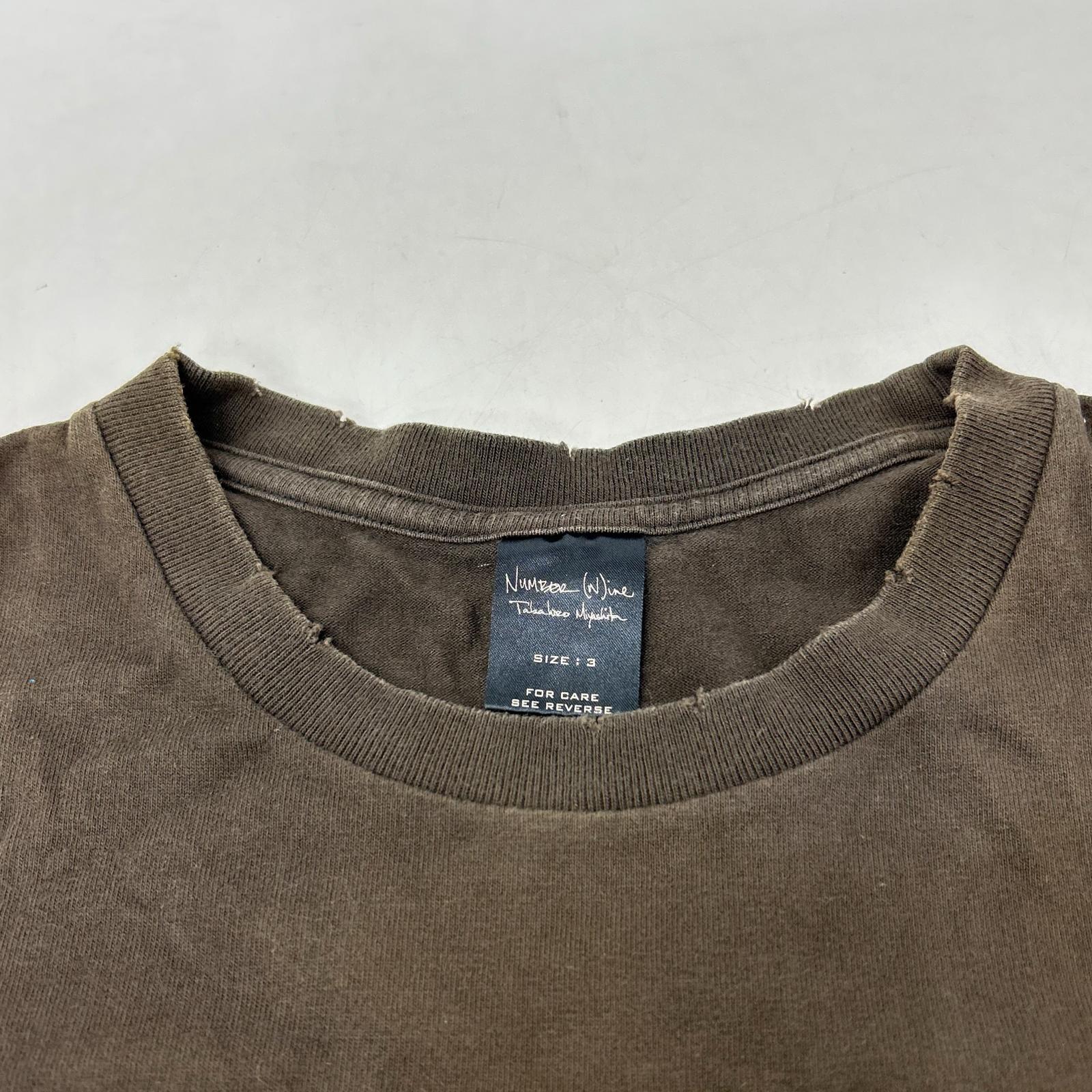 NUMBER (N)INE ナンバーナイン 04AW ブラウン GIVE期 ANTI-WAR ダメージTシャツ トップス