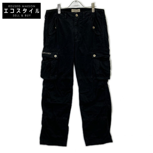 HYDROGEN ハイドロゲン Black 100% cotton logo cargo pants bottoms