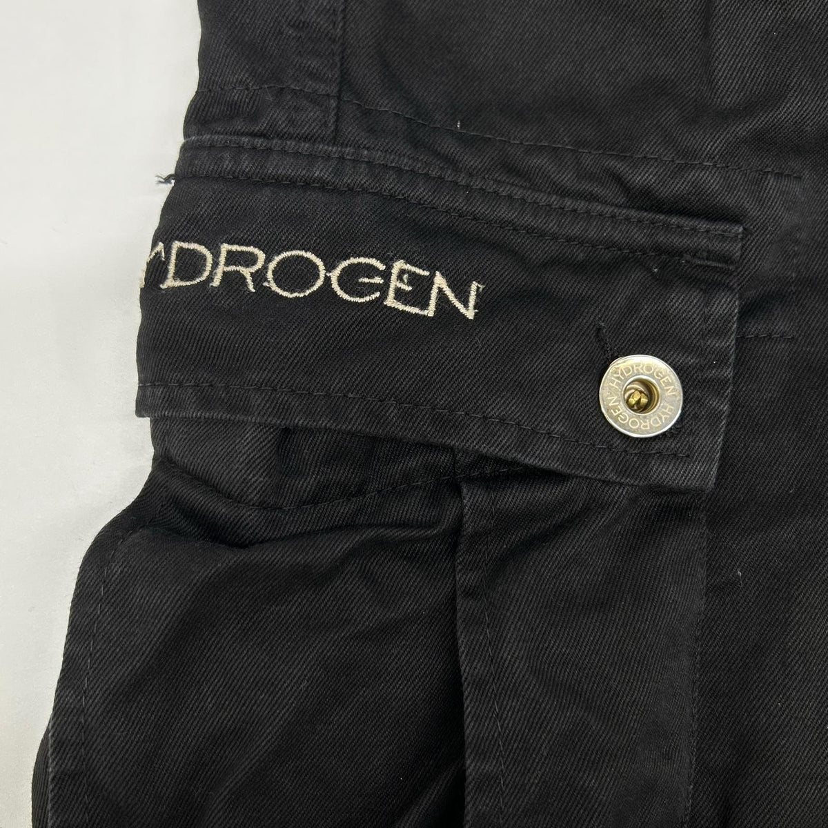 HYDROGEN ハイドロゲン ブラック コットン100 ロゴ入りカーゴパンツ ボトムス