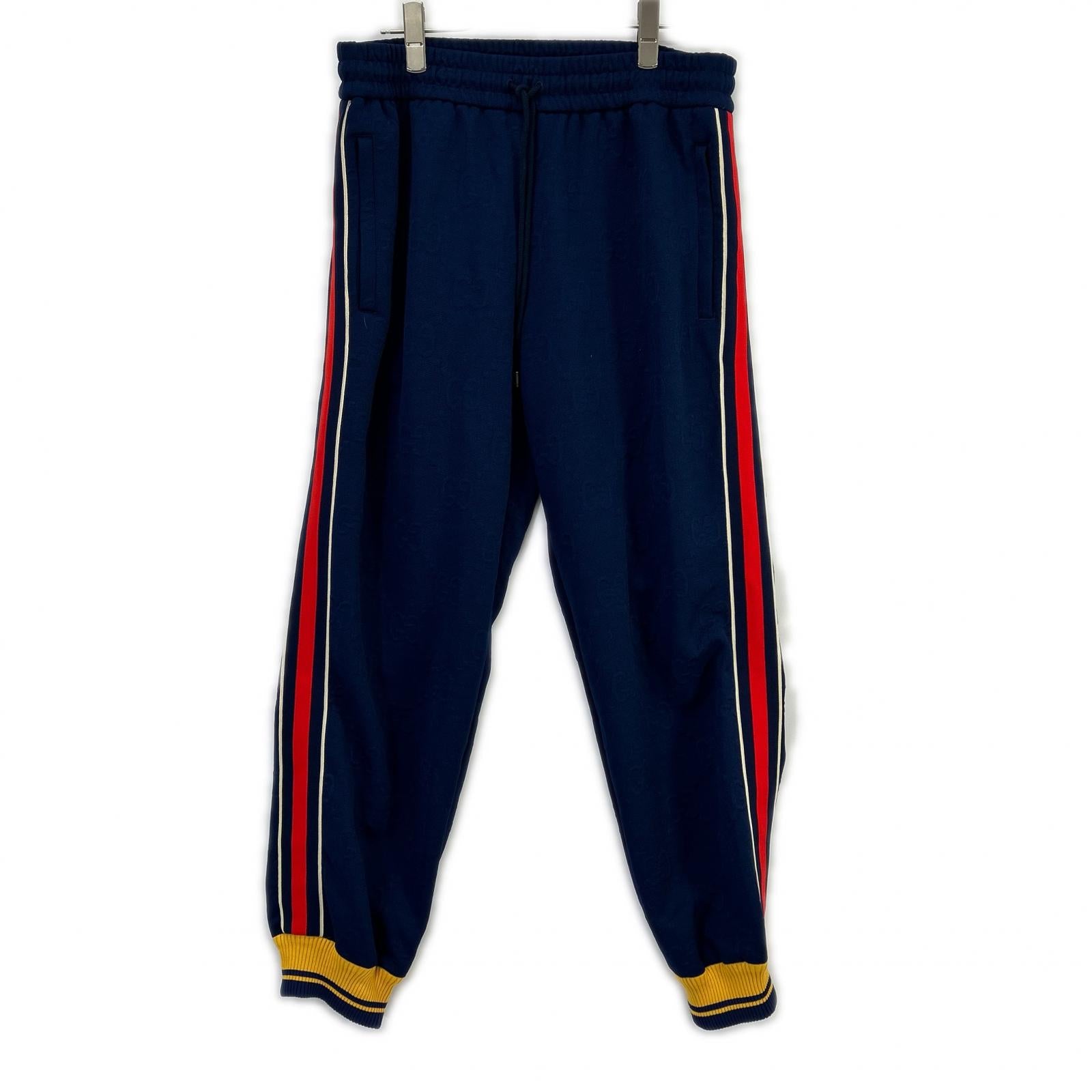 GUCCI グッチ 675143 ネイビー×イエロー GGロゴ ジャカード トラック