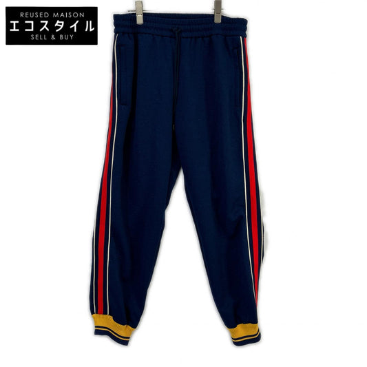 GUCCI グッチ 675143 ネイビー×イエロー GGロゴ ジャカード トラックパンツ ボトムス