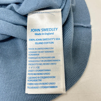 JOHN SMEDLEY ジョンスメドレー ブルー×ベージュ アイランドコットン クレリック ツートーンニットポロシャツ トップス