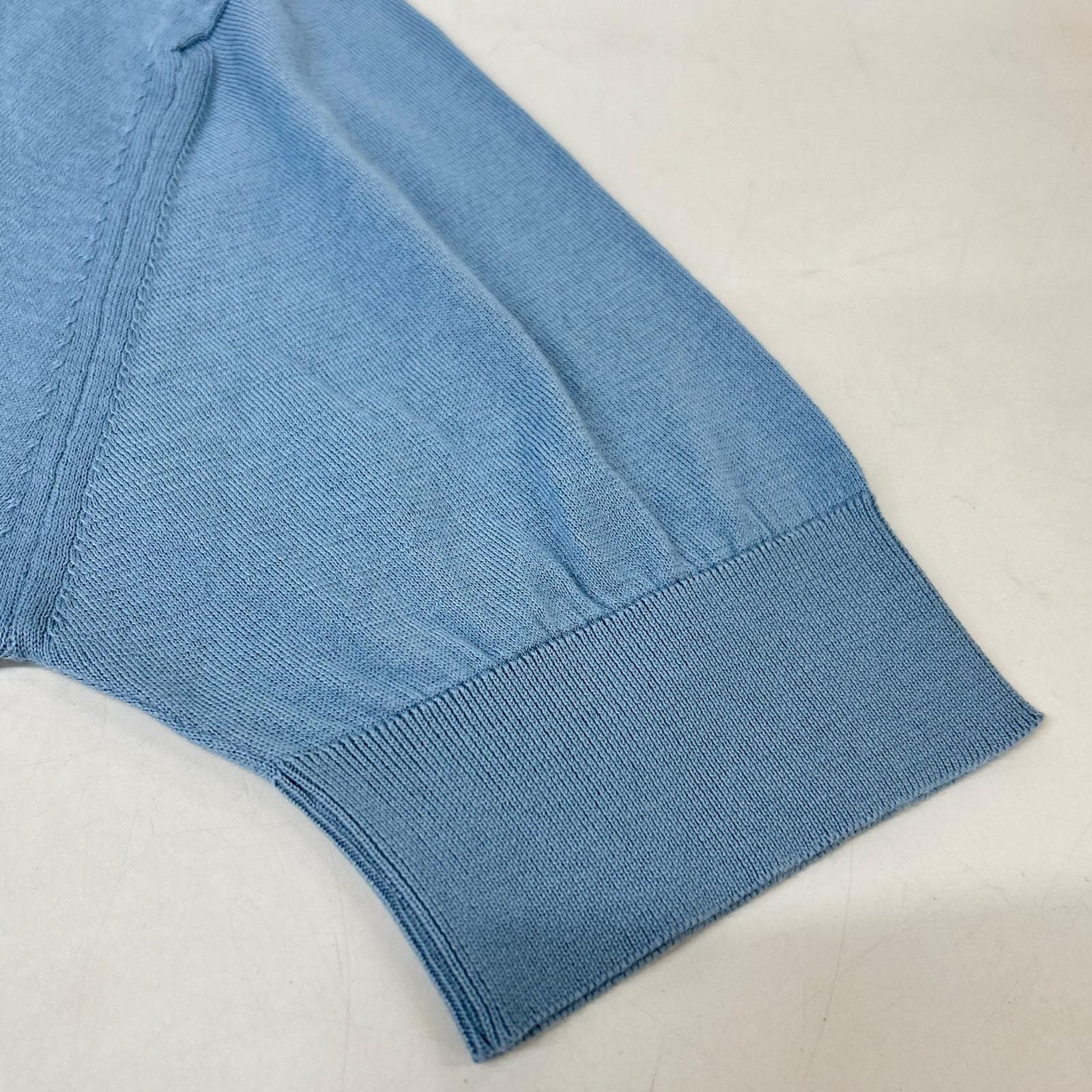 JOHN SMEDLEY ジョンスメドレー ブルー×ベージュ アイランドコットン クレリック ツートーンニットポロシャツ トップス