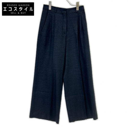 Loro Piana ロロピアーナ FAN1468 ネイビー リネンウール ワイドスラックス ボトムス
