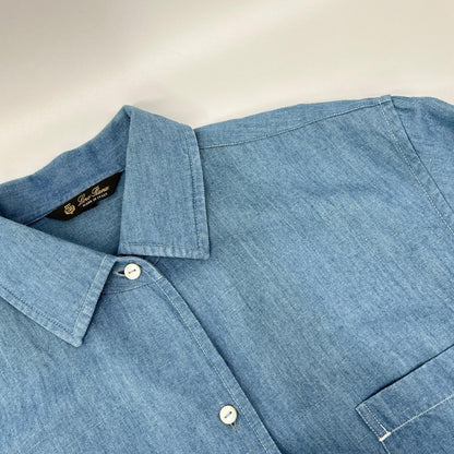 Loro Piana ロロピアーナ FAM2000 ライトブルー コットンリネン シャツ トップス