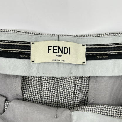 FENDI フェンディ FR6608 24年製 ホワイト×ブラック チェック バレルレックパンツ ボトムス