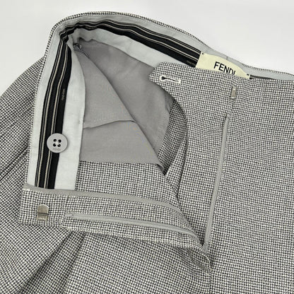 FENDI フェンディ FR6608 24年製 ホワイト×ブラック チェック バレルレックパンツ ボトムス