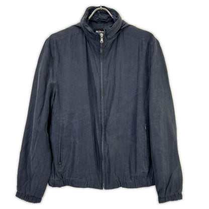 Kiton Kiton navy silk-nylon linen-lined zip-up jacket jacket
