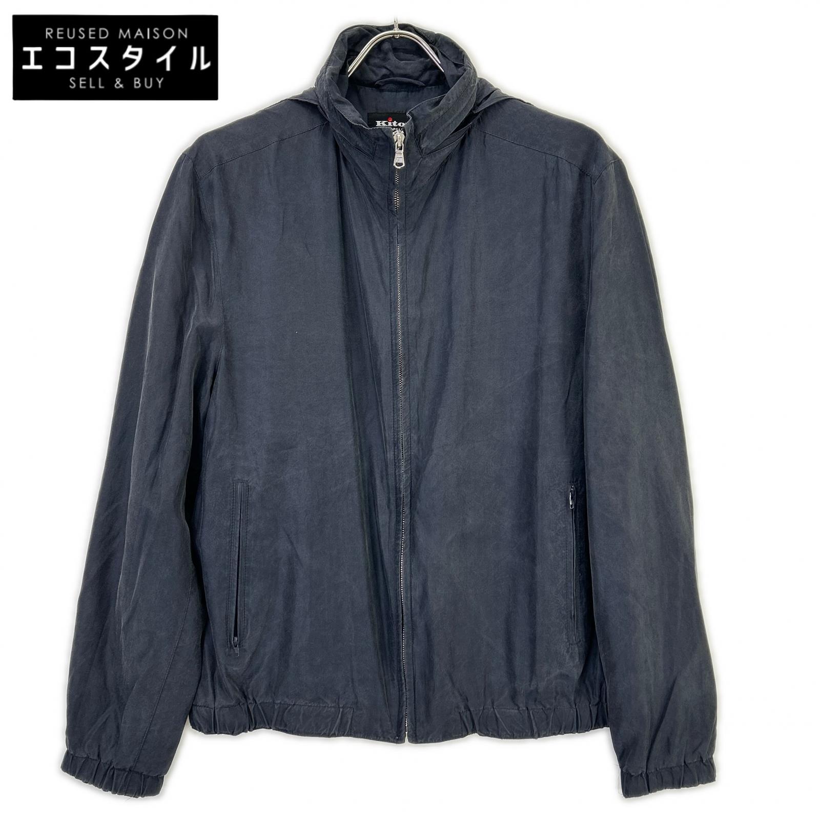 Kiton Kiton navy silk-nylon linen-lined zip-up jacket jacket
