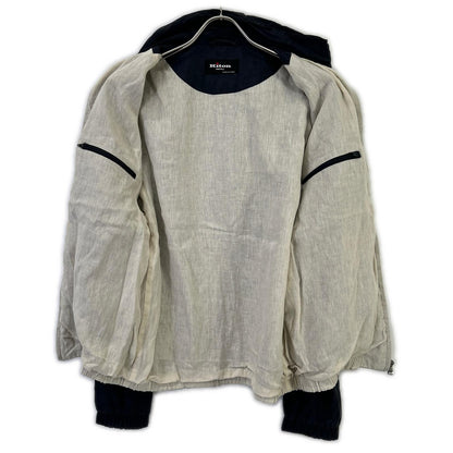 Kiton Kiton navy silk-nylon linen-lined zip-up jacket jacket