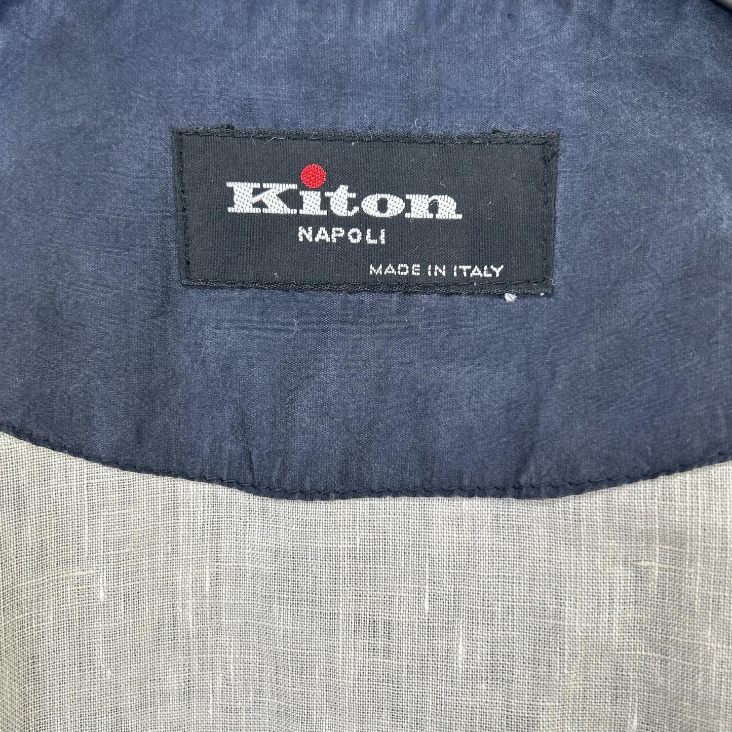Kiton Kiton navy silk-nylon linen-lined zip-up jacket jacket
