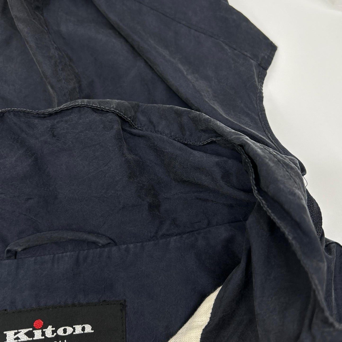 Kiton Kiton navy silk-nylon linen-lined zip-up jacket jacket