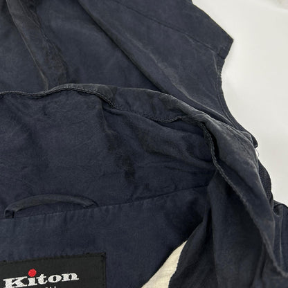 Kiton Kiton navy silk-nylon linen-lined zip-up jacket jacket