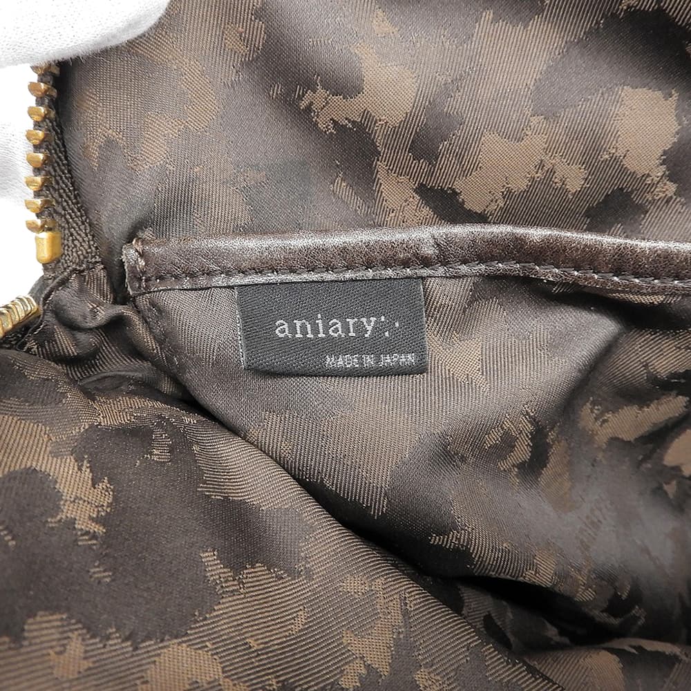 aniary アニアリ 美品 スケイルレザー ミニブリーフケース ビジネスバッグ メンズ ブラウン 18-01001 ビジネスバッグ ブリーフケース