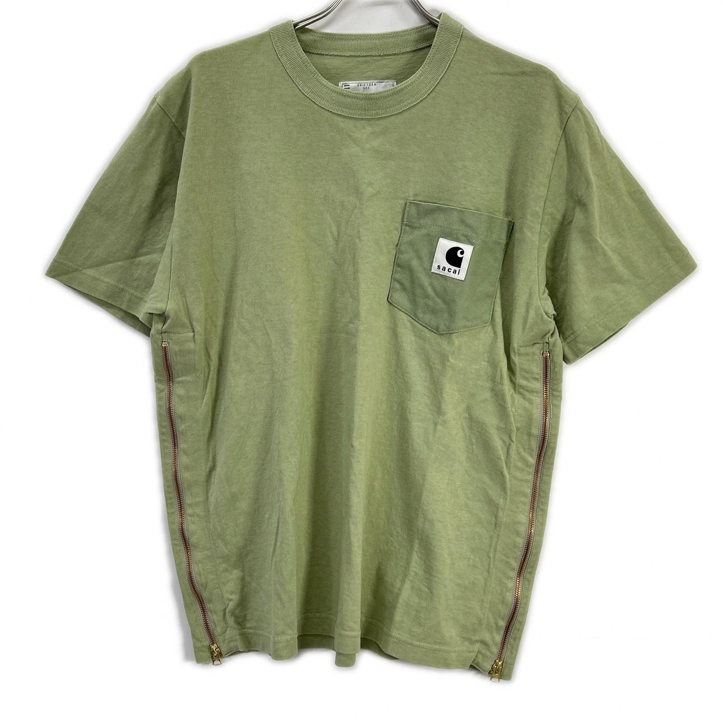sacai サカイ 【×カーハート】24-0725S グリーン サイドジップポケットTシャツ トップス