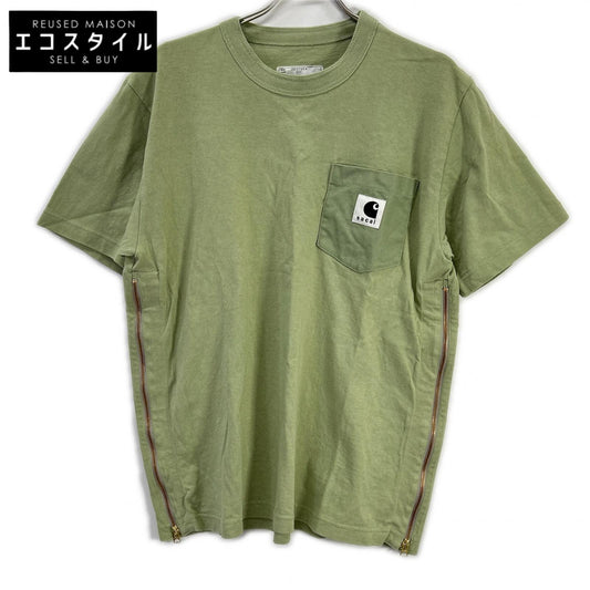 sacai サカイ 【×カーハート】24-0725S グリーン サイドジップポケットTシャツ トップス