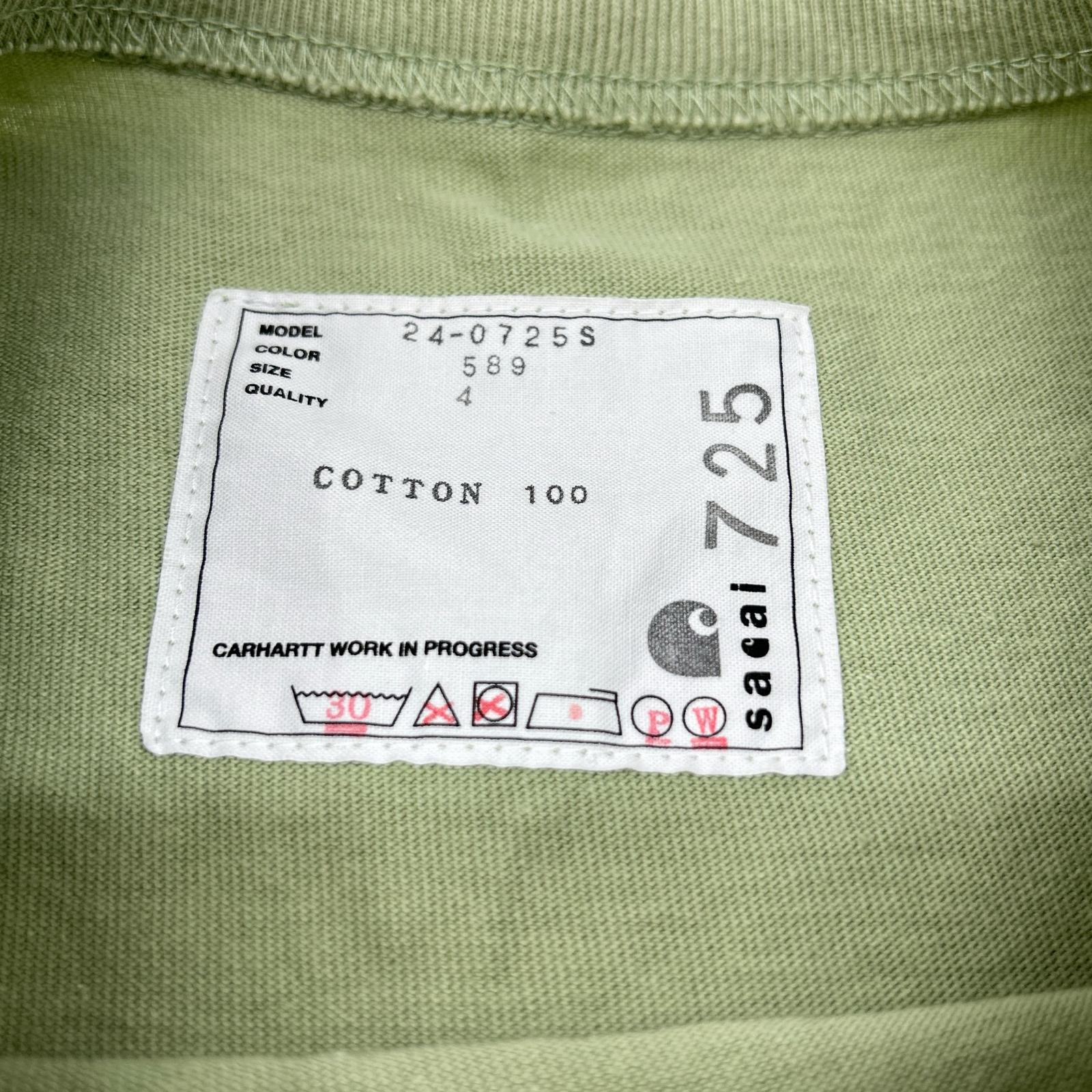 sacai サカイ 【×カーハート】24-0725S グリーン サイドジップポケットTシャツ トップス