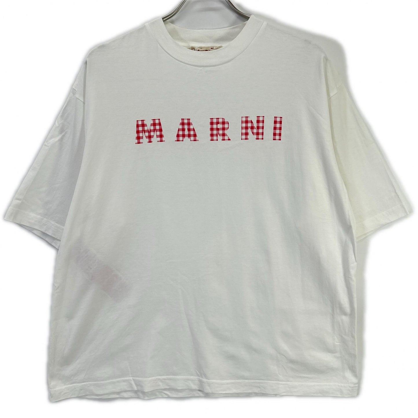 MARNI マルニ HUMU0223GP ホワイト チェックロゴ 半袖Tシャツ トップス