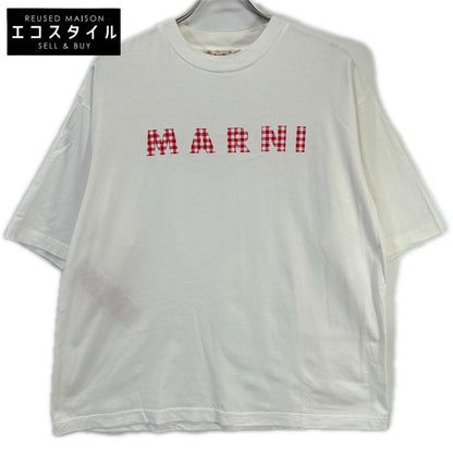 MARNI マルニ HUMU0223GP ホワイト チェックロゴ 半袖Tシャツ トップス