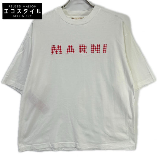 MARNI マルニ HUMU0223GP ホワイト チェックロゴ 半袖Tシャツ トップス