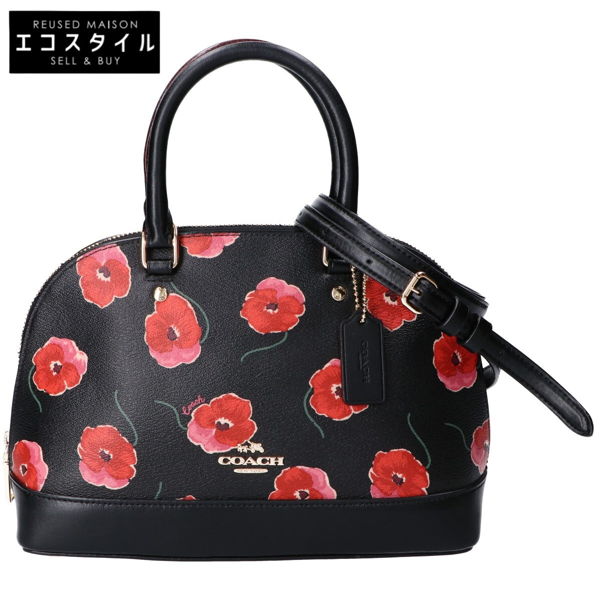 COACH コーチ F39710 ブラック 花柄 2WAYバッグ ショルダーバッグ