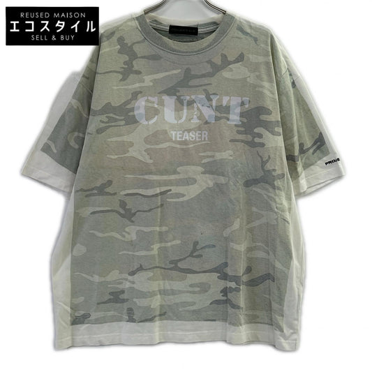 PROJECT G/R プロジェクトジーアール ホワイト×グリーン CAMO TROMPE-L'OEIL T-SHIRT トップス