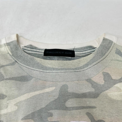 PROJECT G/R プロジェクトジーアール ホワイト×グリーン CAMO TROMPE-L'OEIL T-SHIRT トップス