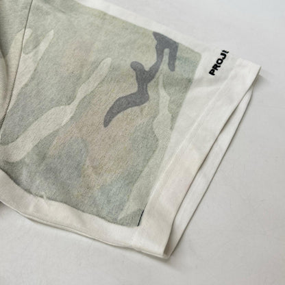 PROJECT G/R プロジェクトジーアール ホワイト×グリーン CAMO TROMPE-L'OEIL T-SHIRT トップス