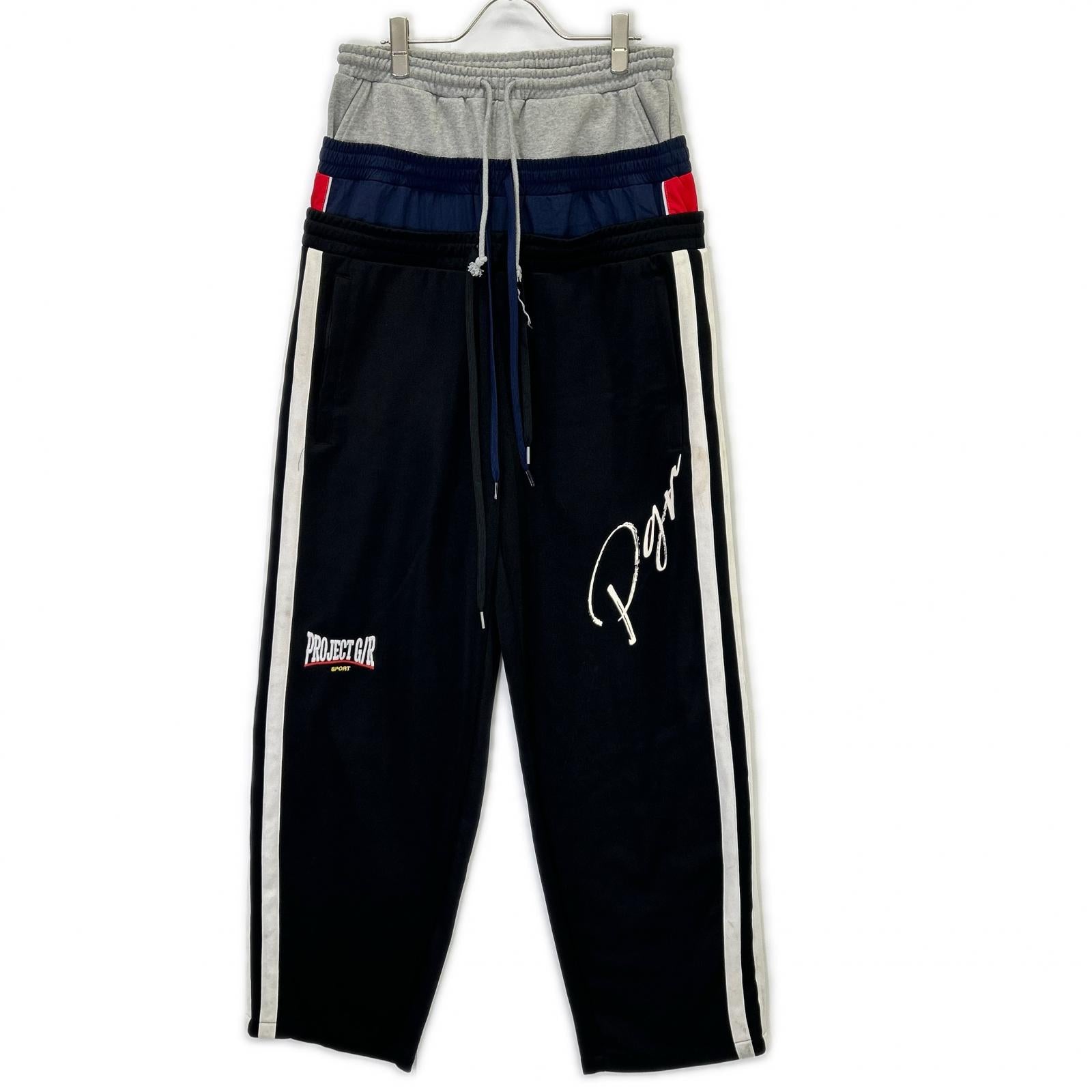 PROJECT G/R プロジェクトジーアール ブラック 3 LAYERED TRACK PANTS ボトムス