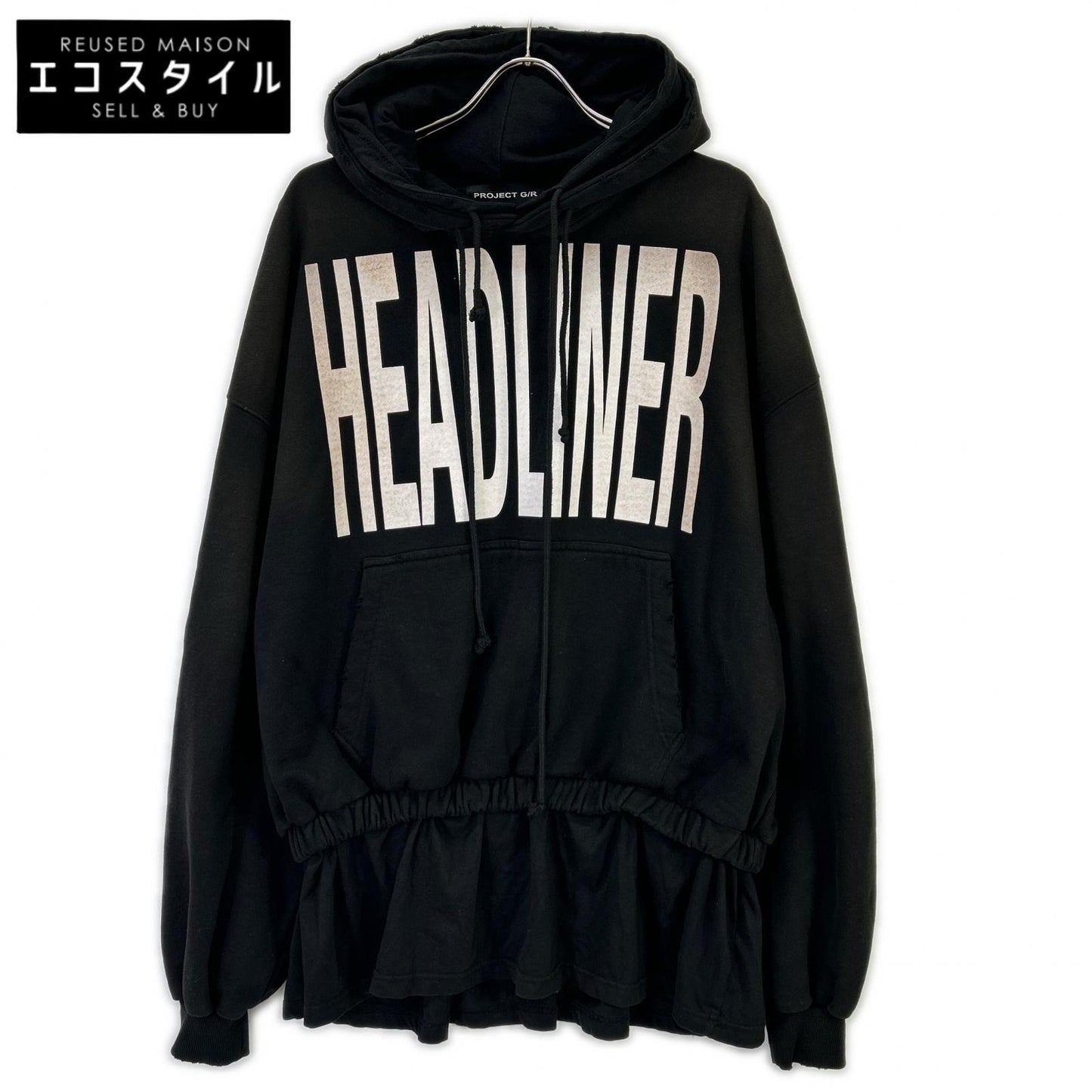 PROJECT G/R プロジェクトジーアール ブラック DOUBLE LAYERED HOODIE トップス